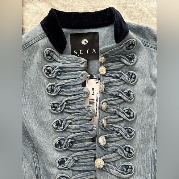 SETA Military Denim Jacket with Silver Buttons - Picture 2 of 4